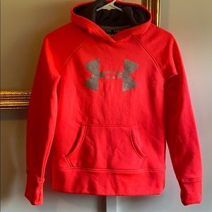 Under Armour Pink Orange Hooded Sweatshirt Youth M